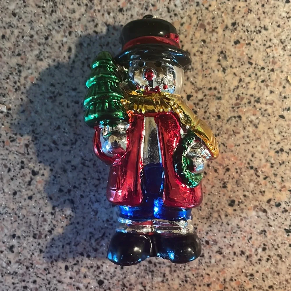 2 Colorful Snowmen Christmas Ornaments
